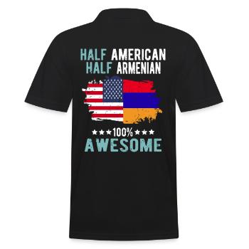 Halb Amerikaner Halb Armenier - Männer Poloshirt - Schwarz - Hinten - Kai (181cm)