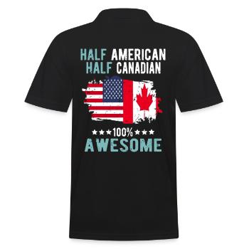 Halb Amerikaner Halb Kanadier - Männer Poloshirt - Schwarz - Hinten - Kai (181cm)