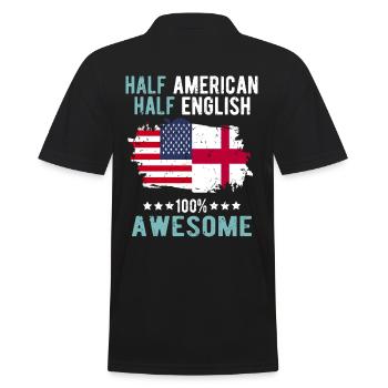 Half American Half English - Men's Polo Shirt - black - Back - Kai (181cm)