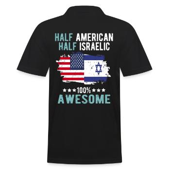 Halb Amerikaner Halb Isreali - Männer Poloshirt - Schwarz - Hinten - Kai (181cm)