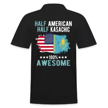 Half American Half Kazakh - Men's Polo Shirt - black - Back - Kai (181cm)