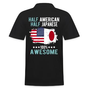 Half American Half Japanese - Men's Polo Shirt - black - Back - Kai (181cm)