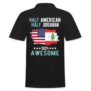 Halb Amerikaner Halb Jordanier - Männer Poloshirt - Schwarz - Hinten - Kai (181cm)