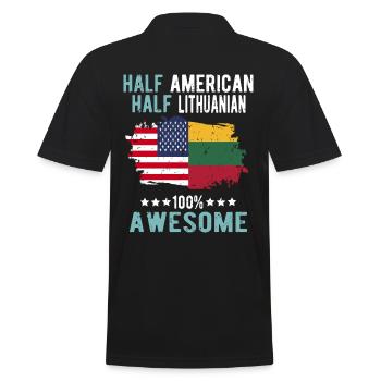 Half American Half Lithuanian - Men's Polo Shirt - black - Back - Kai (181cm)