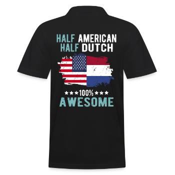 Halb Amerikaner Halb Niederländer - Männer Poloshirt - Schwarz - Hinten - Kai (181cm)