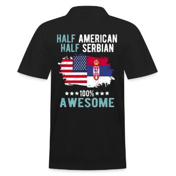 Halb Amerikaner Halb Serbier - Männer Poloshirt - Schwarz - Hinten - Kai (181cm)
