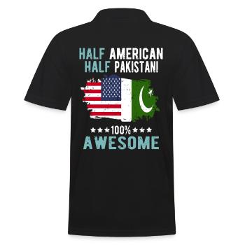 Half American Half Pakistani - Men's Polo Shirt - black - Back - Kai (181cm)