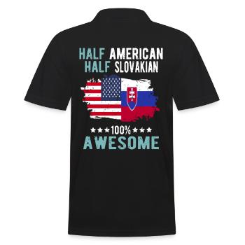 Halb Amerikaner Halb Slowake - Männer Poloshirt - Schwarz - Hinten - Kai (181cm)