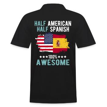 Half American Half Spanish - Men's Polo Shirt - black - Back - Kai (181cm)