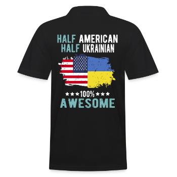 Halb Amerikaner Halb Ukrainer - Männer Poloshirt - Schwarz - Hinten - Kai (181cm)