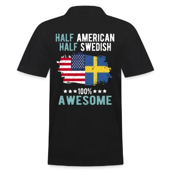 Halb Amerikaner Halb Schwede - Männer Poloshirt - Schwarz - Hinten - Kai (181cm)