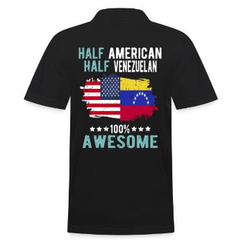 Halb Amerikaner Halb Venezolaner - Männer Poloshirt - Schwarz - Hinten - Kai (181cm)