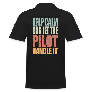 Keep Calm Pilot Spruch Pilot Geschenk - Männer Poloshirt - Schwarz - Hinten - Kai (181cm)