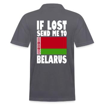 Belarus Flag Slogan - Men's Polo Shirt - charcoal grey - Back - Nico (186cm)