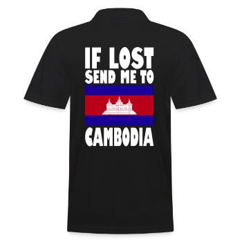 Cambodia Flag Saying - Men's Polo Shirt - black - Back - Kai (181cm)