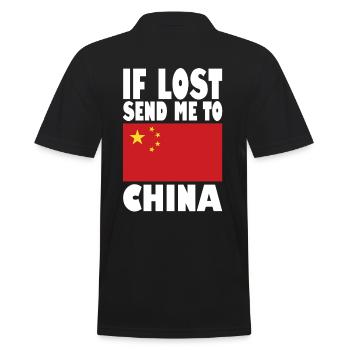 China Flag Saying - Men's Polo Shirt - black - Back - Kai (181cm)