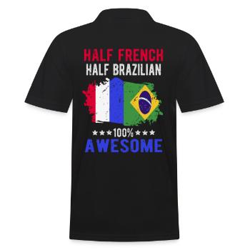 Halb Franzose Halb Brasilianer - Männer Poloshirt - Schwarz - Hinten - Kai (181cm)