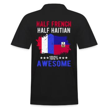 Halb Franzose Halb Haitianer - Männer Poloshirt - Schwarz - Hinten - Kai (181cm)