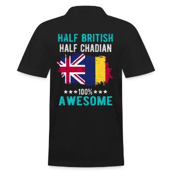 Half British Half Chader - Men's Polo Shirt - black - Back - Kai (181cm)