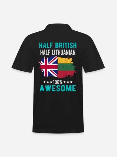 Half British Half Lithuanian - Men's Polo Shirt - black