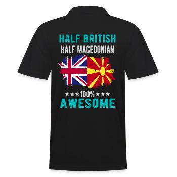 Half British Half Macedonian - Men's Polo Shirt - black - Back - Kai (181cm)