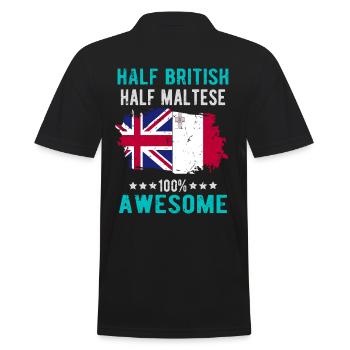 Halb Brite Halb Mateser - Männer Poloshirt - Schwarz - Hinten - Kai (181cm)