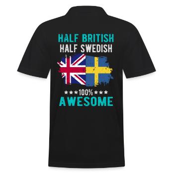 Halb Brite Halb Schwede - Männer Poloshirt - Schwarz - Hinten - Kai (181cm)