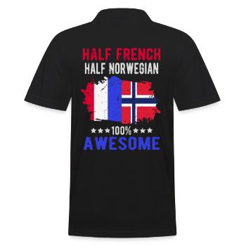 Halb Franzose Halb Norweger - Männer Poloshirt - Schwarz - Hinten - Kai (181cm)