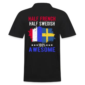 Halb Franzose Halb Schwede - Männer Poloshirt - Schwarz - Hinten - Kai (181cm)