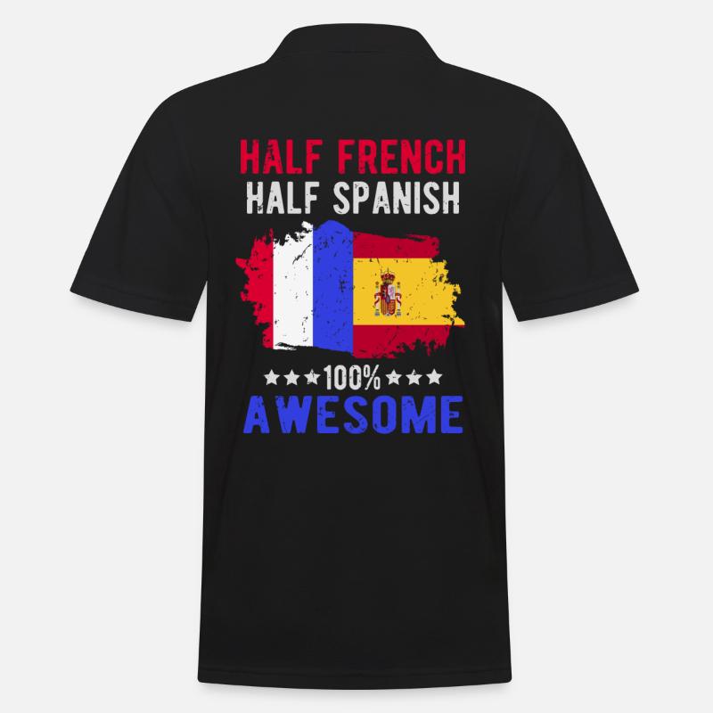 Halb Franzose Halb Spanier - Männer Poloshirt - Schwarz