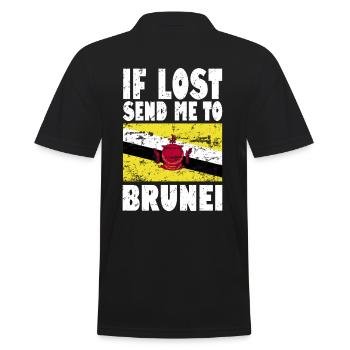 Brunei Flagge Spruch - Männer Poloshirt - Schwarz - Hinten - Kai (181cm)