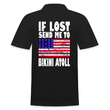 Bikini Atoll Flagge Spruch - Männer Poloshirt - Schwarz - Hinten - Kai (181cm)