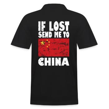 China Flag Saying - Men's Polo Shirt - black - Back - Kai (181cm)