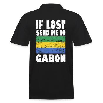 Gabun Flagge Spruch - Männer Poloshirt - Schwarz - Hinten - Kai (181cm)