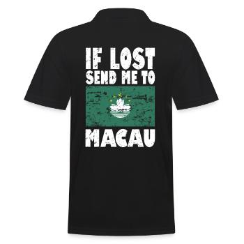 Macau Flagge Spruch - Männer Poloshirt - Schwarz - Hinten - Kai (181cm)