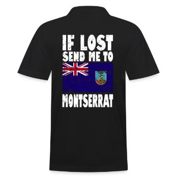 Montserrat Flag Saying - Men's Polo Shirt - black - Back - Kai (181cm)