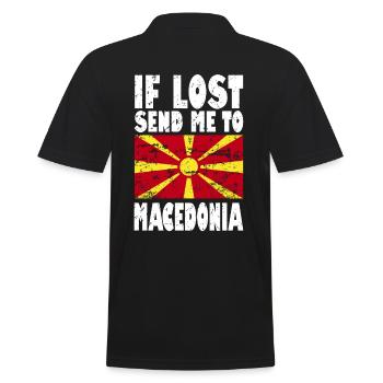 Mazedonien Flagge Spruch - Männer Poloshirt - Schwarz - Hinten - Kai (181cm)