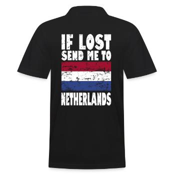 Netherlands Flag Saying - Men's Polo Shirt - black - Back - Kai (181cm)