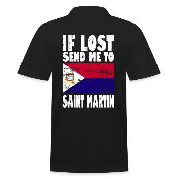 St. Martin Flag Saying - Men's Polo Shirt - black - Back - Kai (181cm)