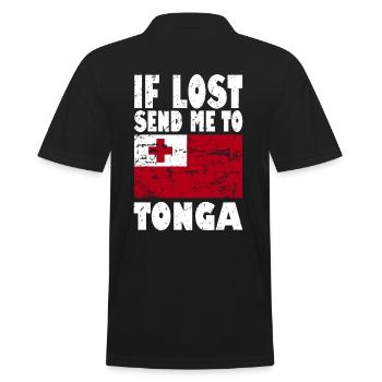 Tonga Flagge Spruch - Männer Poloshirt - Schwarz - Hinten - Kai (181cm)