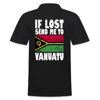 Vanuatu Flagge Spruch - Männer Poloshirt - Schwarz - Hinten - Kai (181cm)