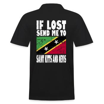 Saint Kitts and Nevis Flag Saying - Men's Polo Shirt - black - Back - Kai (181cm)