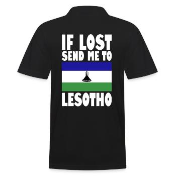 Lesotho Flagge Spruch - Männer Poloshirt - Schwarz - Hinten - Kai (181cm)