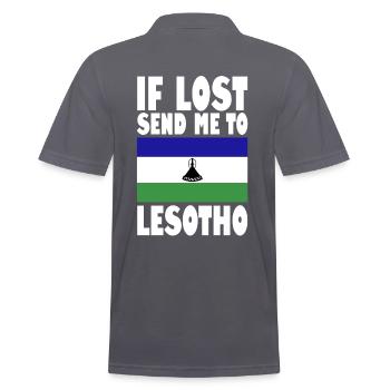 Lesotho Flagge Spruch - Männer Poloshirt - Anthrazit - Hinten - Nico (186cm)