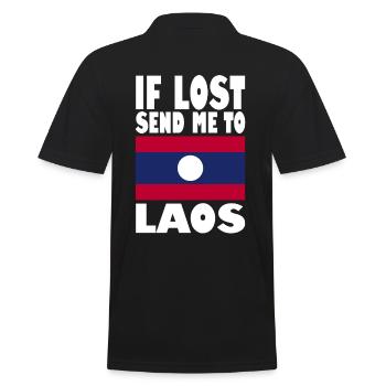 Laos Flagge Spruch - Männer Poloshirt - Schwarz - Hinten - Kai (181cm)