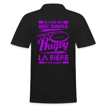J aime le rugby cadeau homme humour - Polo Homme - noir - Dos - Kai (181cm)