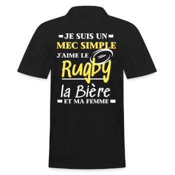 j'aime le Rugby la biere Cadeau Homme - Polo Homme - noir - Dos - Kai (181cm)