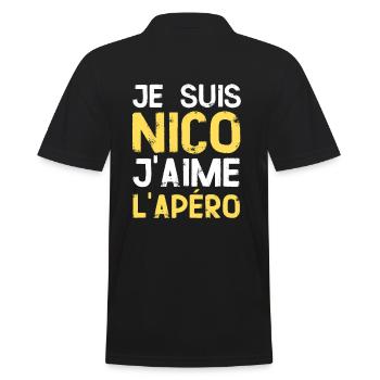 Idee Cadeau Nicolas Humour Apero - Polo Homme - noir - Dos - Kai (181cm)
