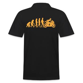 Motorrad Evolution - Männer Poloshirt - Schwarz - Hinten - Kai (181cm)