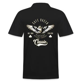 Cafe Racer Vintage Motorrad Classic Motorcycle - Männer Poloshirt - Schwarz - Hinten - Kai (181cm)